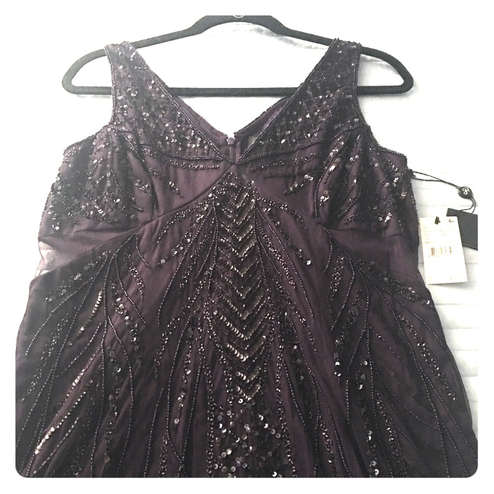 Adrianna Papell Purple Sequin Hi-Low Dress